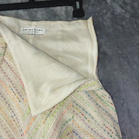 Trina Turk Womens 4 White Multicolored Flowy Tiered Boho Skirt Distressed Spring - Picture 6 of 10